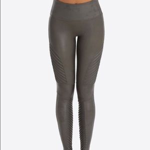 Spanx gunmetal gray faux leather Moto leggings